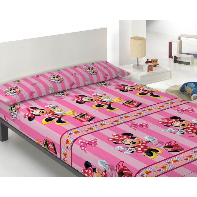 Juego de sábanas estampadas Minnie Mouse, modelo: - Ropa de y hogar